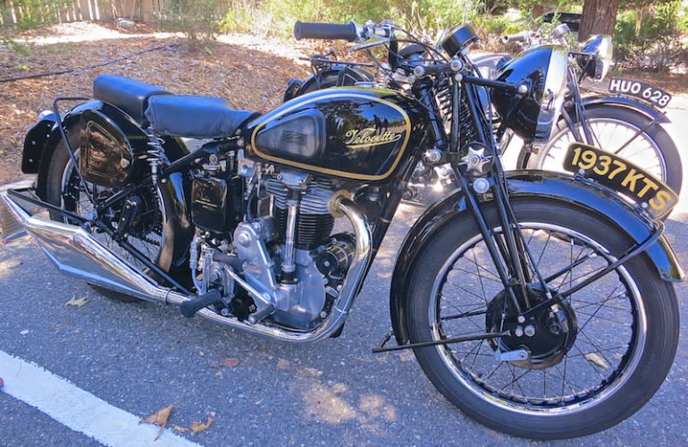 Jim Romain's 1937 KTS is powered by a 350cc overhead cam engine. The touring model combines features of the KSS and MSS versions, with full fenders and 19-inch front wheel.