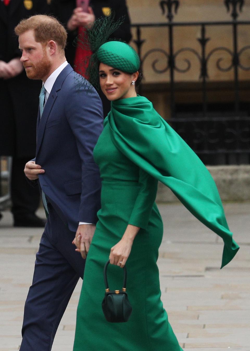 Prince Harry and Meghan Markle arrive to attend the annual Commonwealth Day Service at Westminster Abbey on March 9, 2020 in London, England.