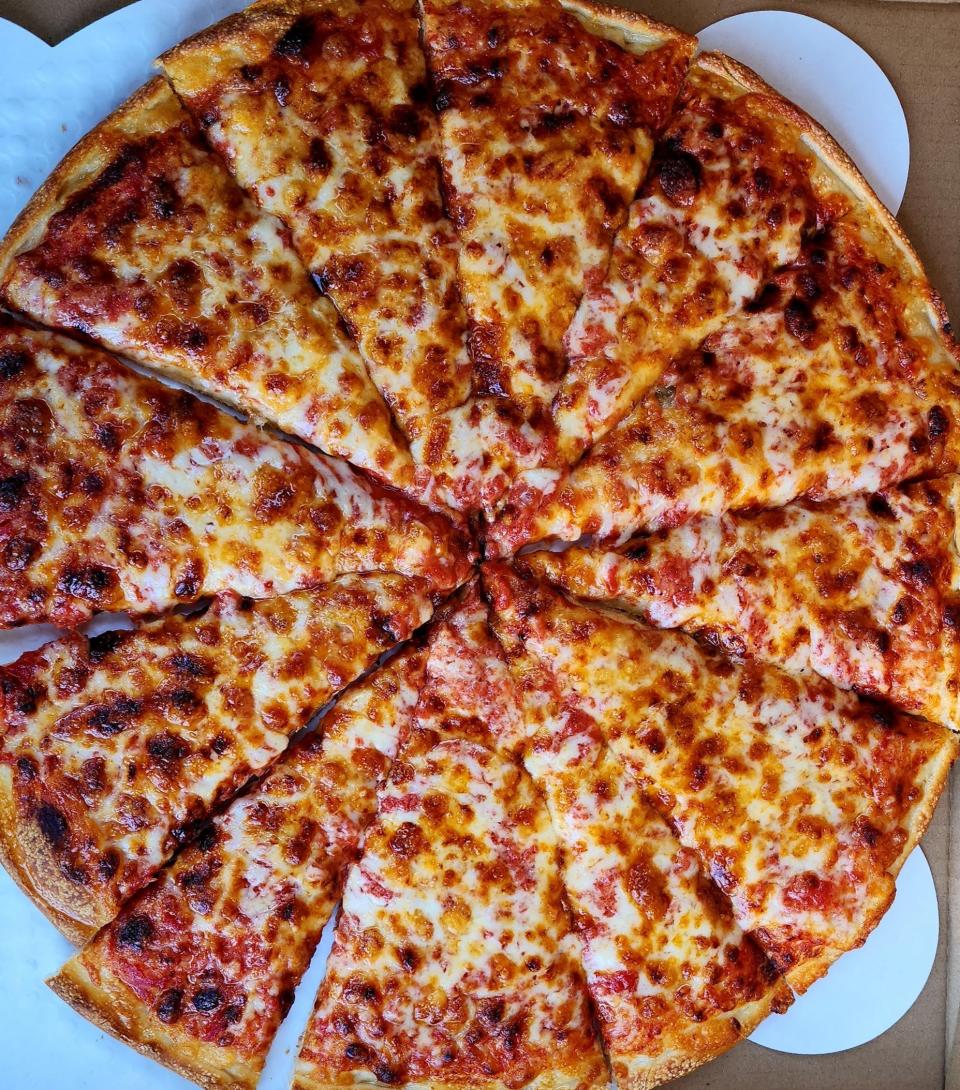 A large cheese pizza from CHOPS, Cumberland House of Pizza.