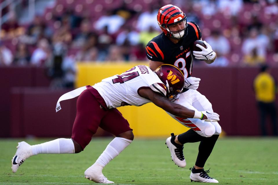 Tanner Hudson is fighting for the Bengals’ No. 3 tight end spot and did everything he could to prove he’s worthy after missing the second preseason contest and weeks of practice due to a concussion.