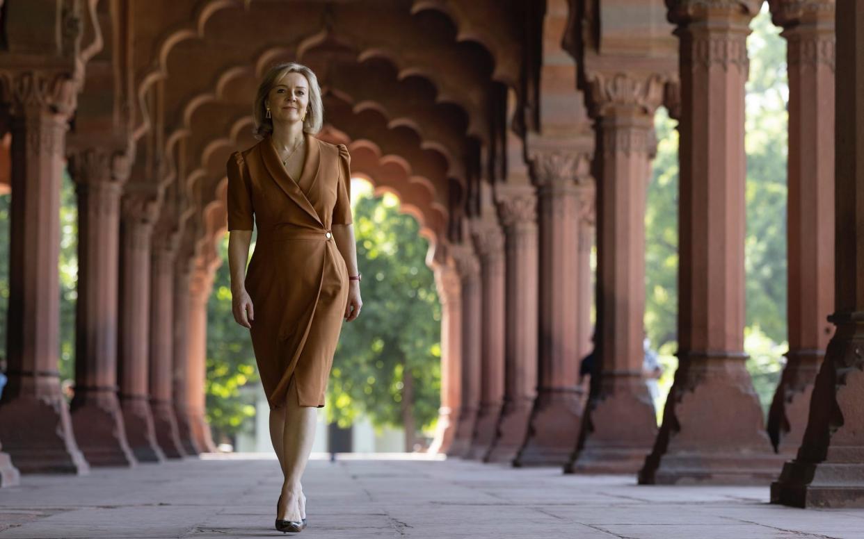 Liz Truss is currently in India as part of a four-day diplomatic blitz, which also took in Saudi Arabia and Qatar