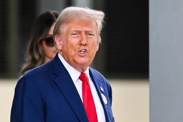 Donald Trump on August 14, 2024, in West Palm Beach, Florida. (Photo by Chandan Khanna / AFP)  - Credit: AFP via Getty Images