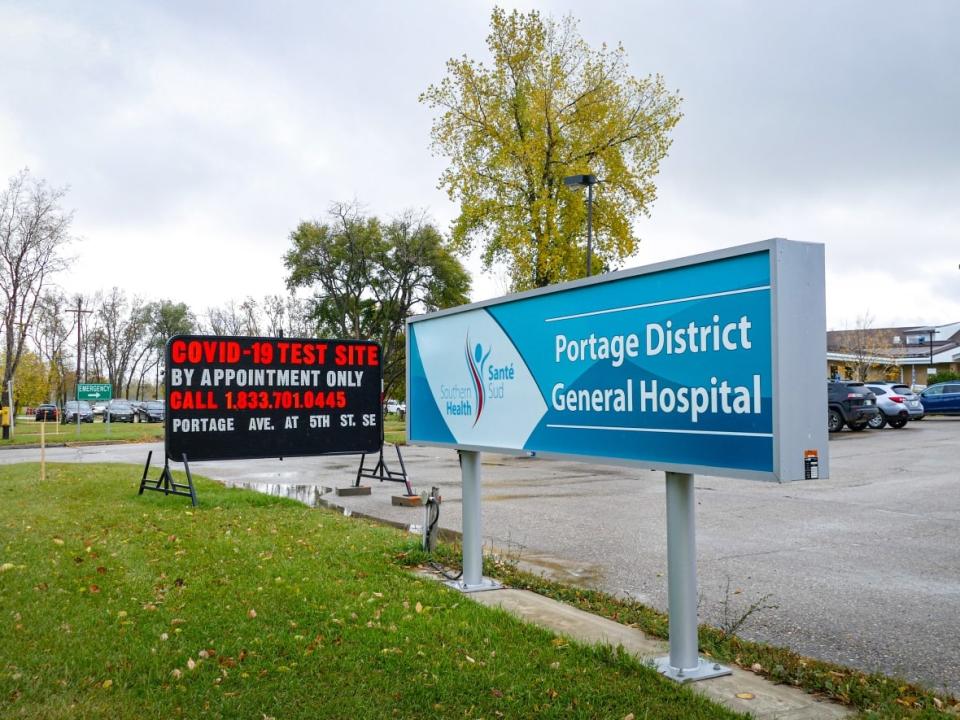 The Portage District General Hospital in Portage la Prairie, Man., is shown in a 2020 file photo. A one-month-old baby who had severe bleeding following his circumcision was twice sent home from the hospital's emergency department in 2017, his mother alleges in a lawsuit. (Lyzaville Sale/CBC - image credit)