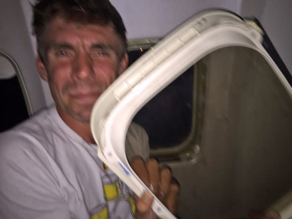 Ryanair passenger shocked when 'window' falls on his lap during landing