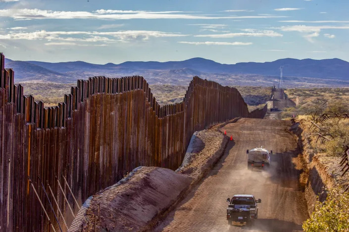 The border wall in Sasabe, Arizona, near the Buenos Aires National Wildlife Refuge in 2021.