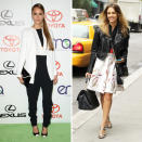 <b>Jessica Alba</b><br><br> The actress turned entrepreneur proved her red carpet and street style credentials that make her worthy of being one of the <a href="http://uk.lifestyle.yahoo.com/photos/are-these-the-world-s-best-dressed-celebrities-slideshow/jessica-photo-1347544637.html" data-ylk="slk:world's best dressed women;elm:context_link;itc:0;sec:content-canvas;outcm:mb_qualified_link;_E:mb_qualified_link;ct:story;" class="link  yahoo-link">world's best dressed women</a>. First, she looked picture perfect in a masculine Narciso Rodriguez outfit at the Environmental Media Awards in Los Angeles, before wearing a graphic printed skater skirt and leather jacket combo later, as she left her hotel in New York.