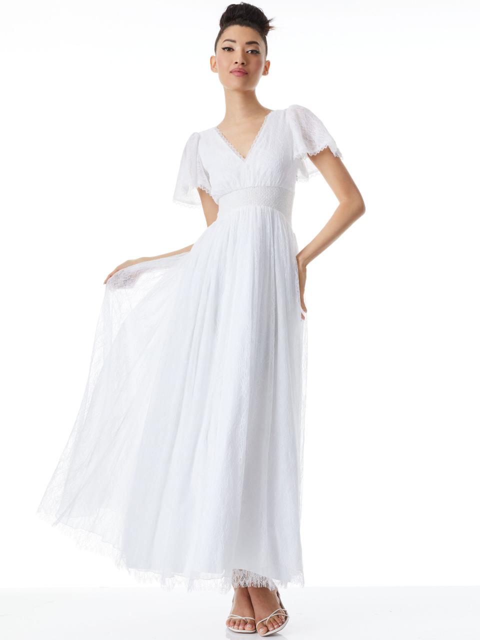 4) Charlsie Smocked Waist Dress - White