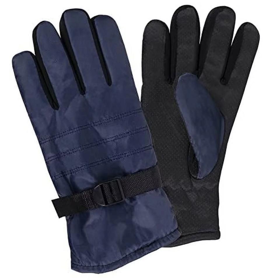 navy blue and black running gloves