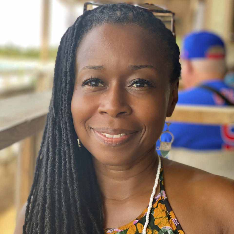 This 2021 selfie photo shows Monifa Bandele. Bandele, who has taken interim leadership of Time's Up, says the organization is undergoing a structural review and will emerge with a new openness and a focus on “people power,” with leadership that includes farm, restaurant and domestic workers. (Monifa Bandele via AP)