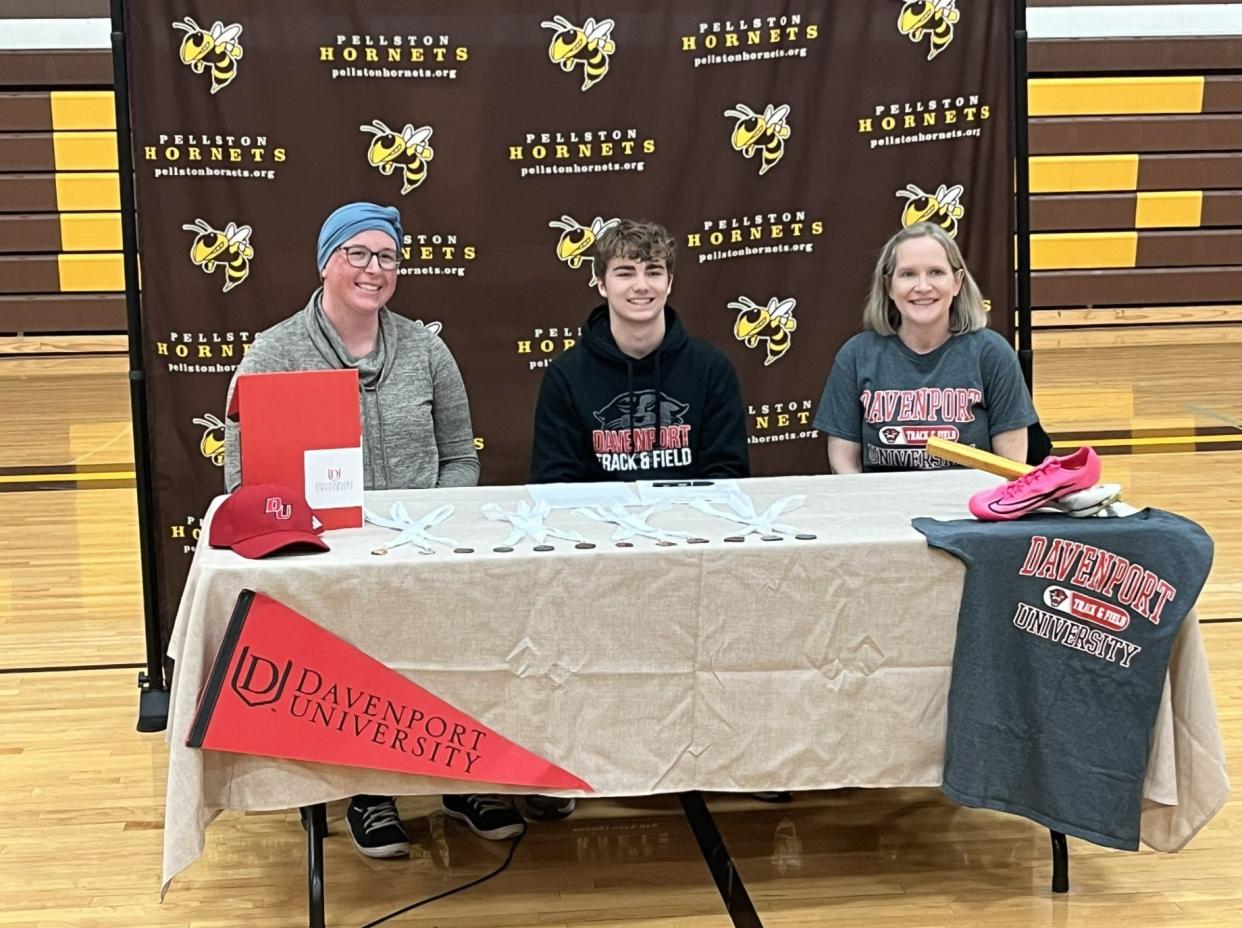 Pellston senior Laith Griffith officially signed for the Davenport University men's track and field team during a ceremony at his high school on Thursday.
