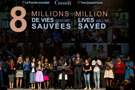 Canada's Prime Minister Justin Trudeau makes closing remarks to the Fifth Replenishment Conference of the Global Fund to Fight AIDS, Tuberculosis, and Malaria in Montreal, Quebec, Canada September 17, 2016. REUTERS/Christinne Muschi