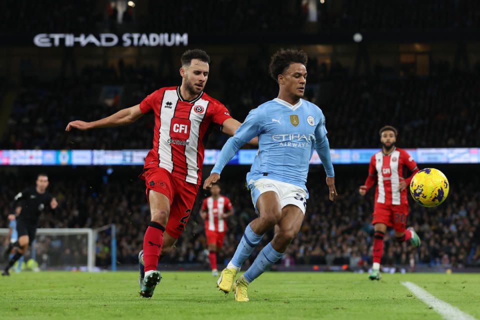 George Baldock in action against Man City. (Photo by Jan Kruger/Getty Images)