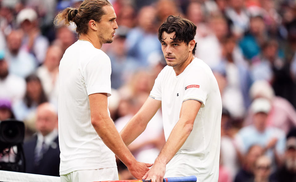 Alexander Zverev and Taylor Fritz after their match at Wimbledon.
