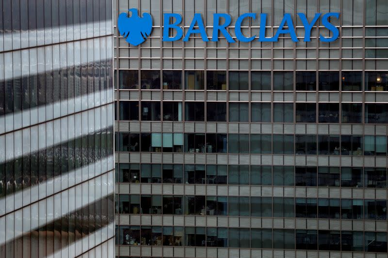 FILE PHOTO: A Barclays bank building is seen at Canary Wharf in London