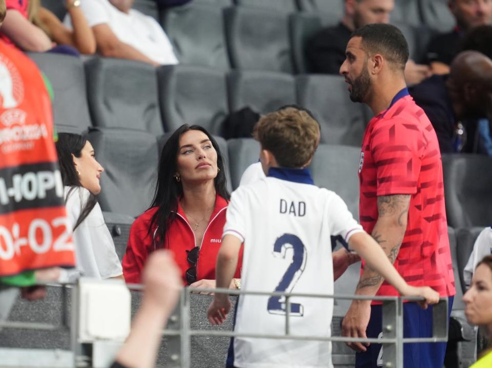 Kyle Walker with wife Annie Kilner and family at the Euros (PA)