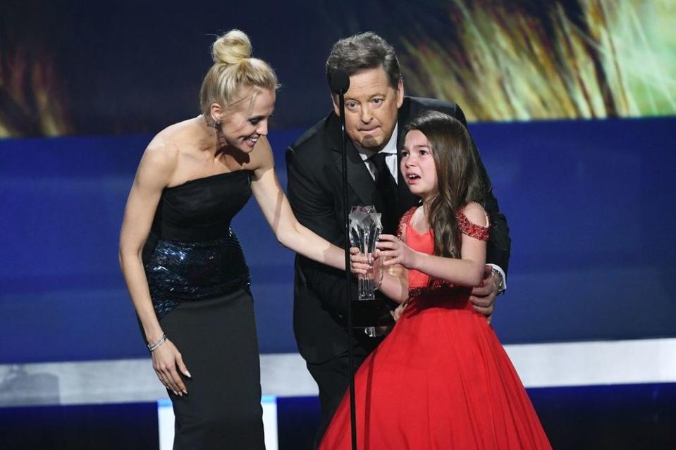 Brooklynn Prince accepting the award for best young actress at the Critics' Choice Awards.