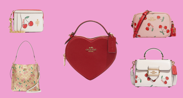 Coach Heart Crossbody True Pink in Crossgrain Leather with Gold