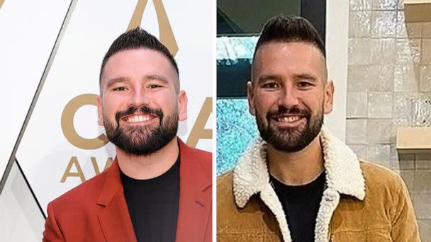 PHOTO: Shay Mooney of Dan + Shay attends the 55th annual CMA awards on Nov. 10, 2021 in Nashville, Tenn.; Shay Mooney poses for an image he posted to his Instagram account on Oct. 27, 2022. (Jason Kempin/Getty Images, FILE|shaymooney/Instagram)