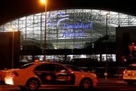 Taxis drive past Frankfurt airport, Germany March 6, 2014. Picture taken March 6, 2014. REUTERS/Ralph Orlowski/File photo