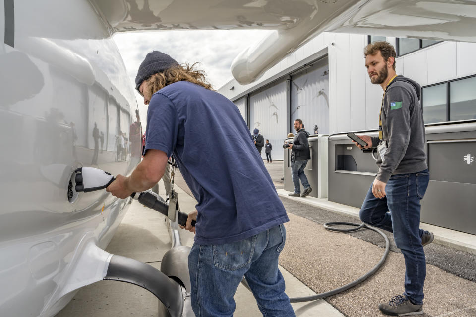 La cabina del avión eléctrico Alia CTOL, un diseño de Beta Technologies, en Burlington, Vermont, el 10 de octubre de 2023. (Tony Cenicola/The New York Times).