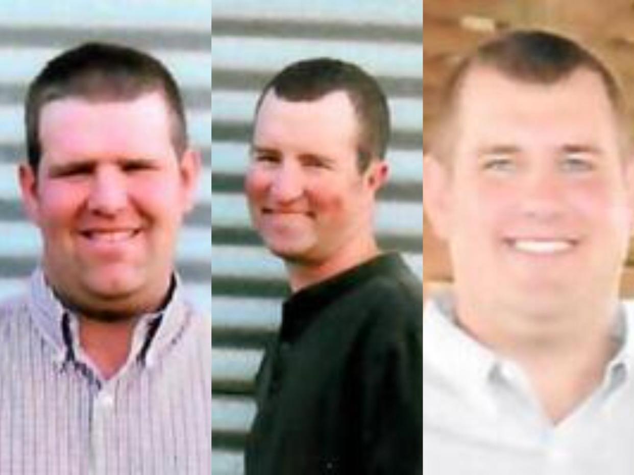 Gary Wuebker, 37; Brad Wuebker, 35, and Todd Wuebker, 31, died in manure pit at family farm.  (Hogenkamp Funeral Homes)