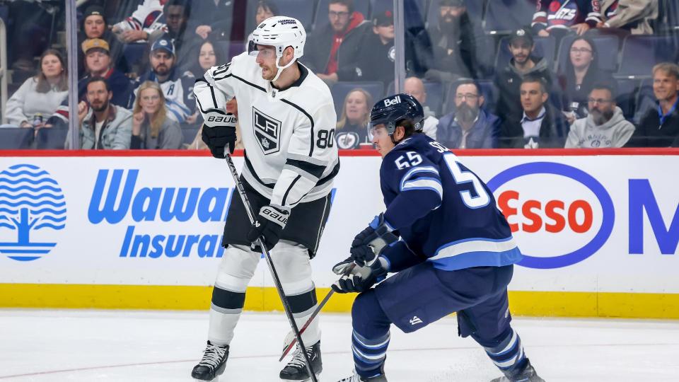 The fan didn't give Dubois the warm welcome he'd hoped for, but he got the last laugh after opening the score. (Photo by Jonathan Kozub/NHLI via Getty Images)