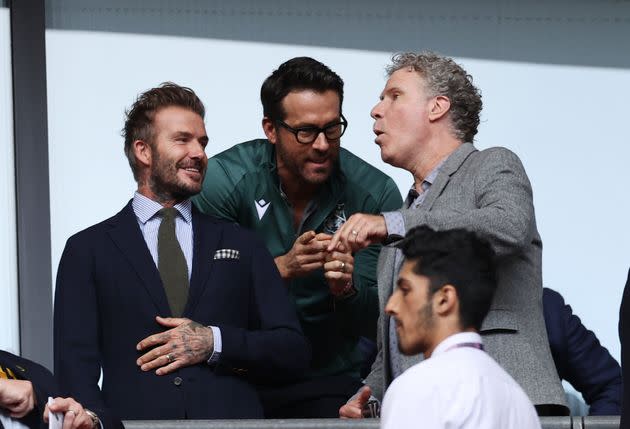 David Beckham, Ryan Reynolds and Will Ferrell (Photo: Eddie Keogh - The FA via Getty Images)