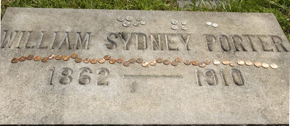 The grave of William Sydney Porter - aka O. Henry - at Riverside Cemetery in the Montford community. It has been reported that O. Henry followers often visit Riverside Cemetery, leaving $1.87 at his grave. The money is the amount saved by Della in “The Gift of the Magi” to buy a fob for her husband Jim’s watch.