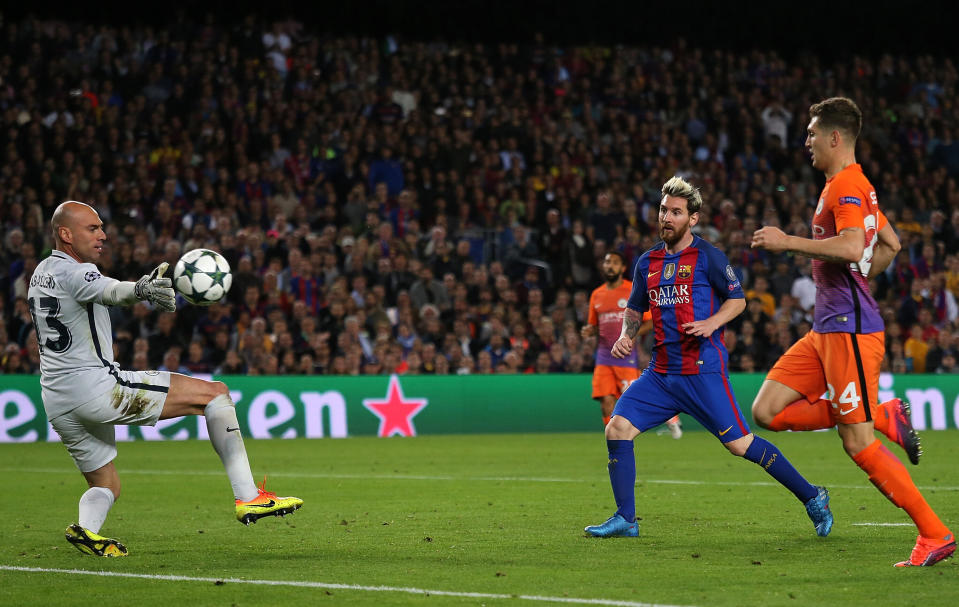 Lionel Messi seals his hat-trick against Manchester City