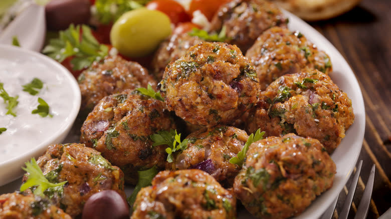 Greek meatballs with dipping sauce