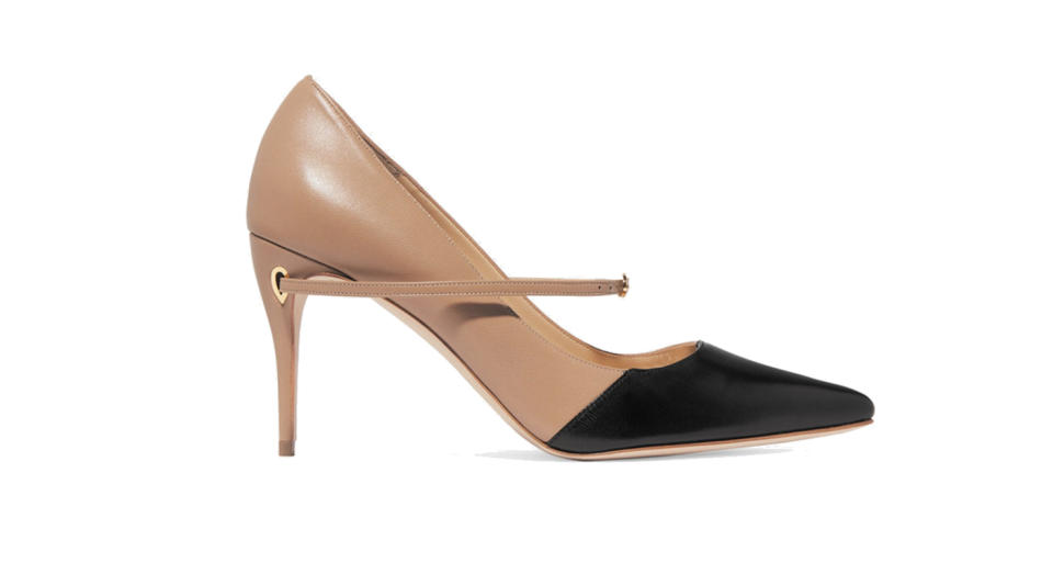 Jennifer Chamandi Lorenzo 85 Two-Tone Leather Pumps