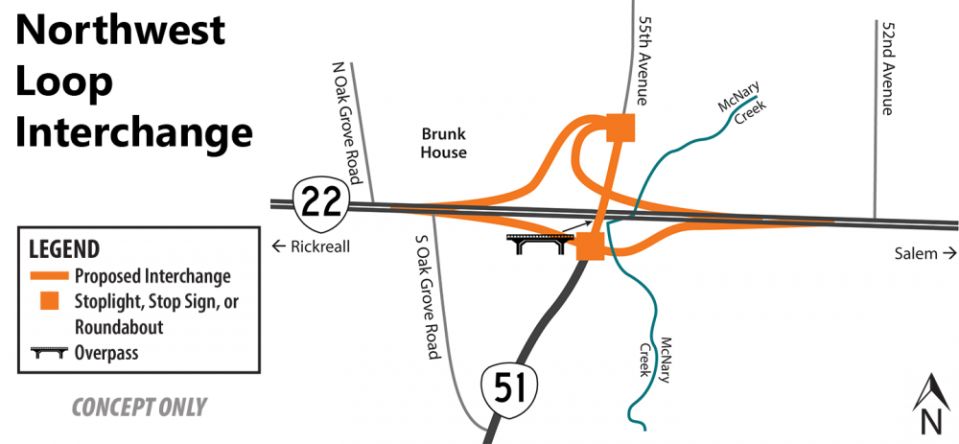 The second preferred option of the Highway 22 and Highway 51 interchange.