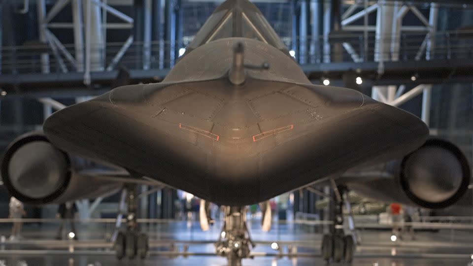 The Lockheed SR-71A Blackbird is displayed at the Smithsonian Institute's Udvar-Hazy Air & Space Museum collection. - Paul J. Richards/AFP/Getty Images