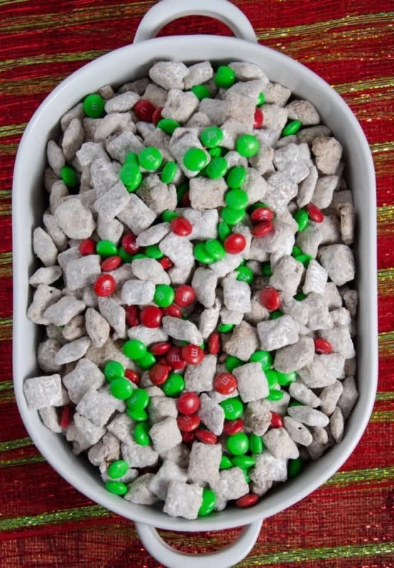 <p>The Housewife Modern</p><p>If you love 'muddy buddies' then this Christmas snack mix is for you.</p><p><strong>Get the recipe: <a href="https://www.thehousewifemodern.com/blog/reindeer-chow/" rel="nofollow noopener" target="_blank" data-ylk="slk:Reindeer Chow;elm:context_link;itc:0;sec:content-canvas" class="link ">Reindeer Chow</a></strong></p>