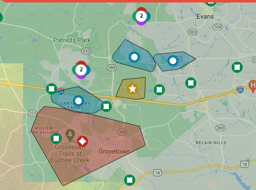 More than 7,000 Georgia Power customers are without power after a large outage near Canterbury Farms in Grovetown.