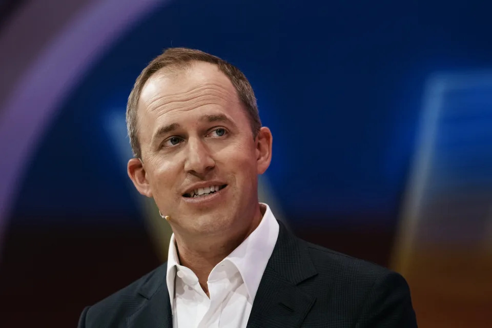 Co-CEO of Salesforce, Bret Taylor, speaks at the Vivatech show in Paris, France, June 15, 2022. (AP Photo/Thibault Camus)