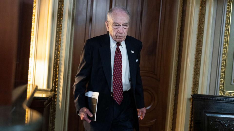 PHOTO: Sen. Chuck Grassley is seen outside the Republican senate luncheon at the Capitol as the Senate works on the debt limit bill, June 1, 2023. (Tom Williams/CQ-Roll Calls via Getty Images)