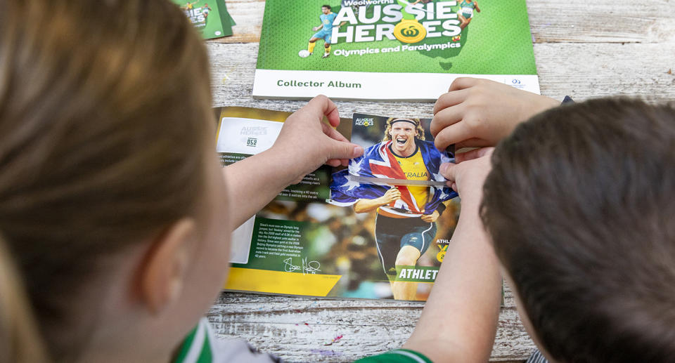 Woolworths Aussie Heroes Olympic and Paralympic sticker book. 25th June 2021. Photograph Dallas Kilponen/Woolworths