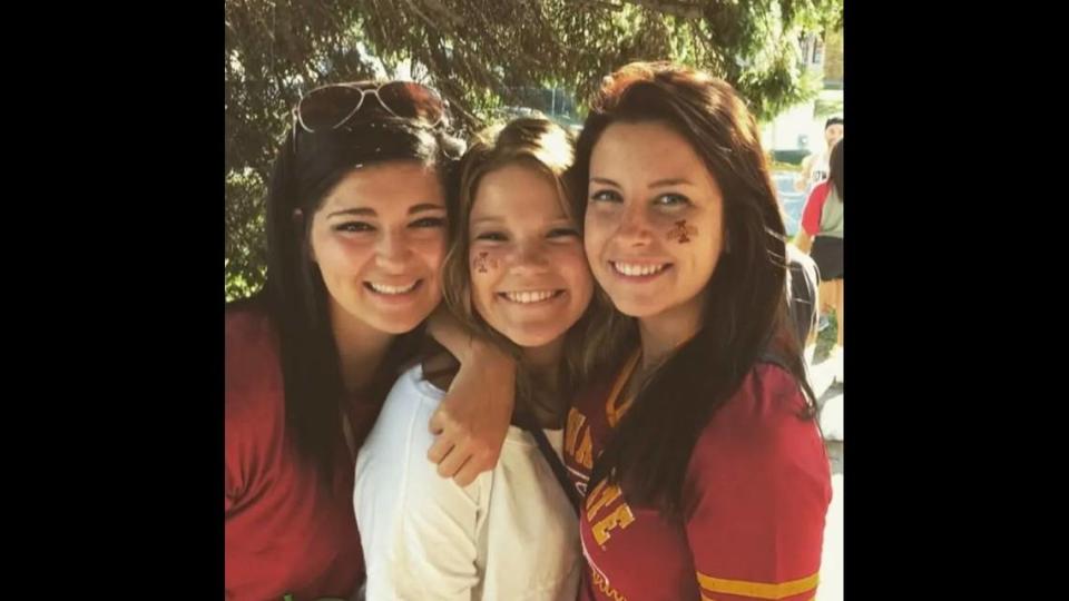 Blue Valley middle school teacher Taylor Eddings, left, with her best friends from Iowa State University.