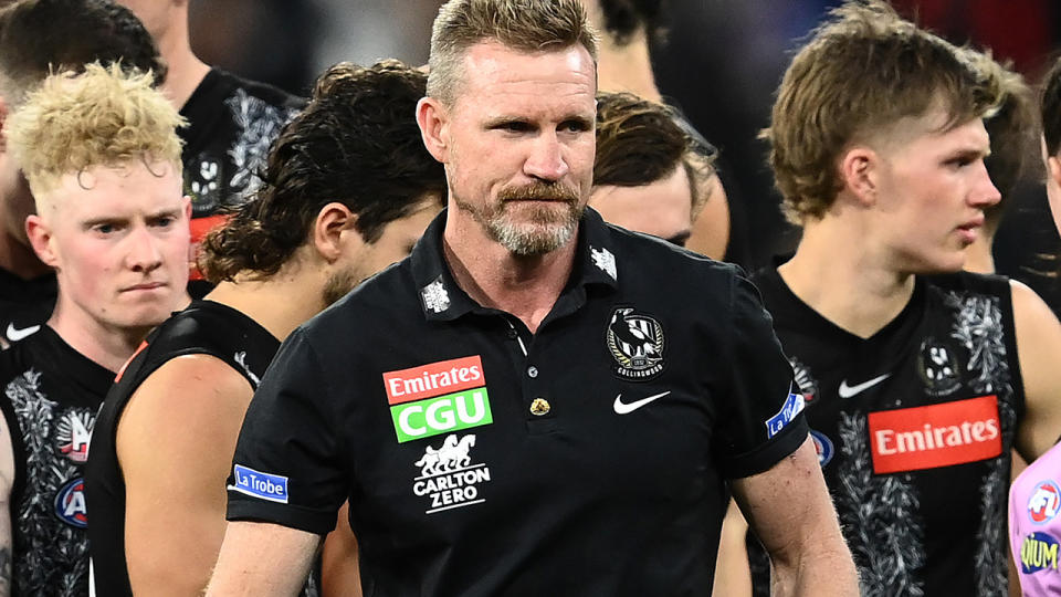 Nathan Buckley, pictured here during Collingwood's clash with Essendon on Anzac Day.