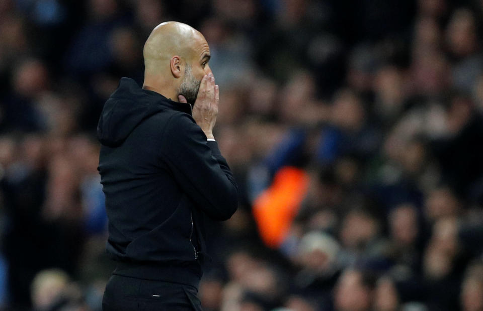 <p>Soccer Football – Champions League Quarter Final Second Leg – Manchester City vs Liverpool – Etihad Stadium, Manchester, Britain – April 10, 2018 Manchester City manager Pep Guardiola REUTERS/Darren Staples </p>