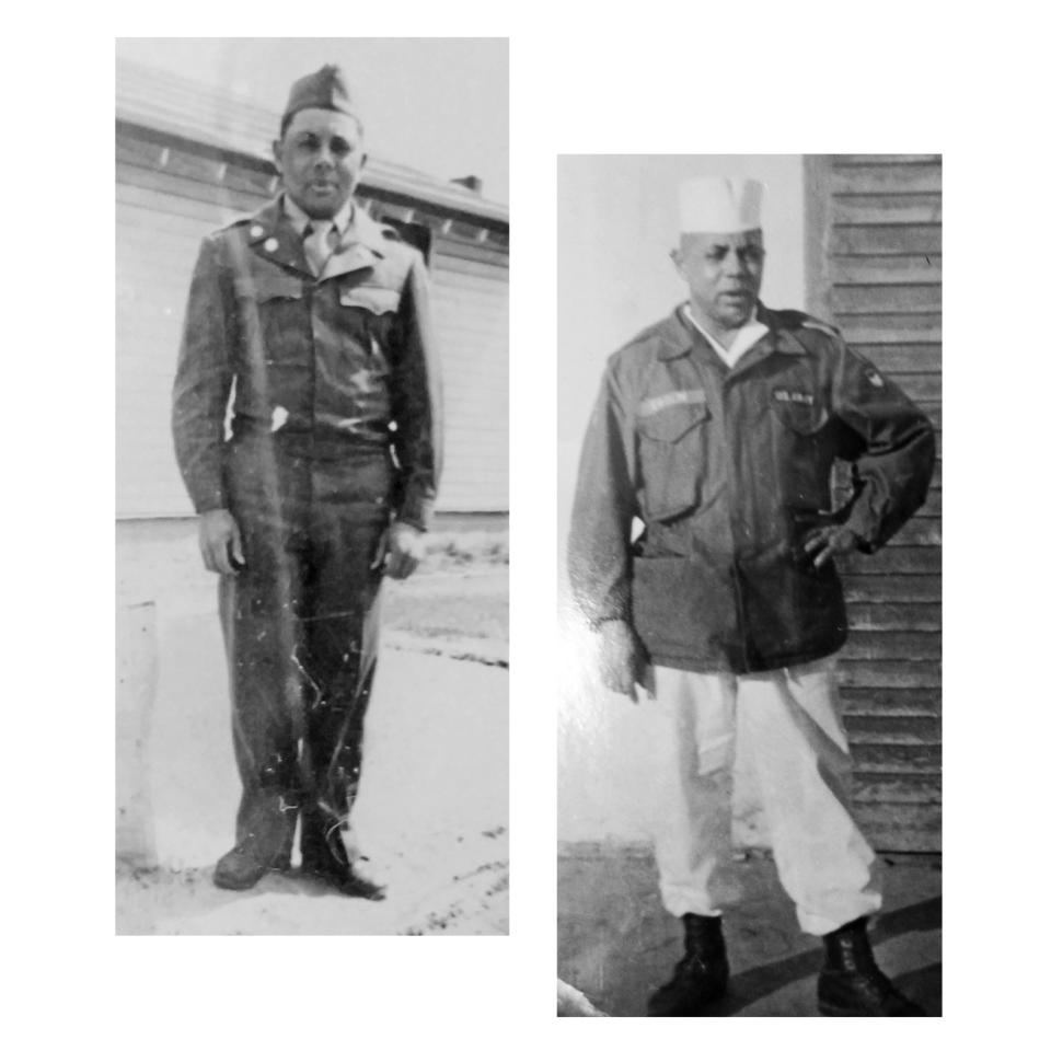 Cosmas Eaglin in two of his military uniforms. (Family photos)