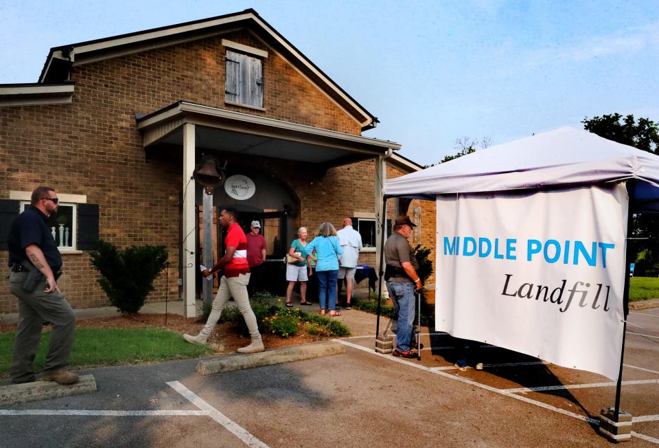 The first of a series of community Open Houses by Middle Point Landfill to discuss the long-term community vision on Monday, July 17, 2023, was held at Dot & Lucy’s in Lascassas.