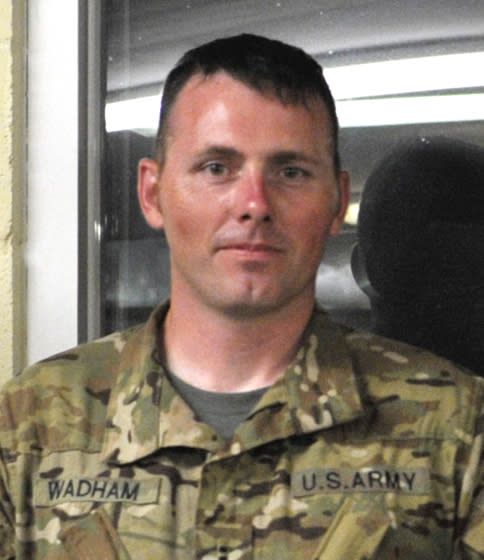 This image provided by the Tennessee National Guard shows Chief Warrant Officer 3 Daniel Wadham, one of two Tennessee National Guard pilots killed when their Black Hawk helicopter crashed along an Alabama highway on Wednesday, Feb. 15, 2023. Both pilots were both experienced aviators with more than a dozen years of military service apiece, military officials said Thursday, Feb. 16. (Maj. Theresa L. Austin/Tennessee National Guard via AP)