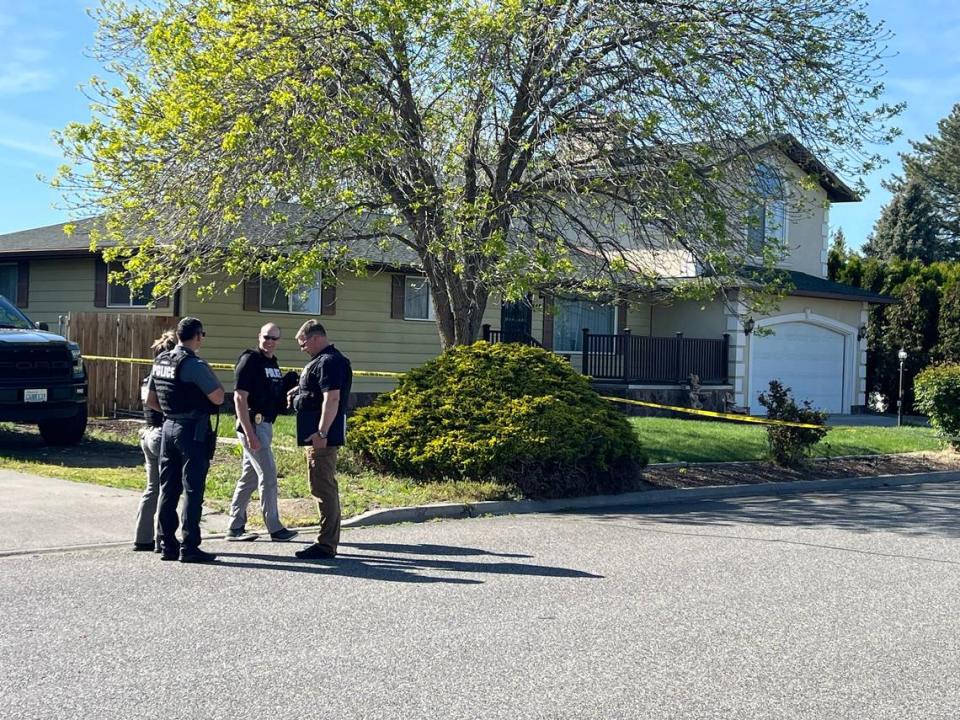 Kennewick Police investigate the scene of a suspected homicide in the 400 block of South Buchanan Street in Kennewick on May 3, 2022.