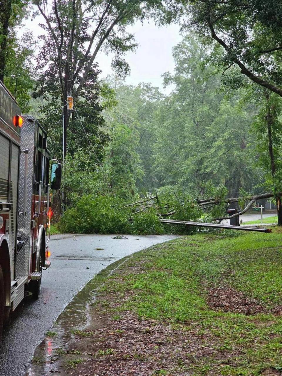 The Beaufort County Sheriff’s Office’s communication center had already received several storm-related calls. The office reported a downed tree that snapped a power pole in the area of Old Miller Road in Bluffton on Wednesday, Aug. 30, 2023.