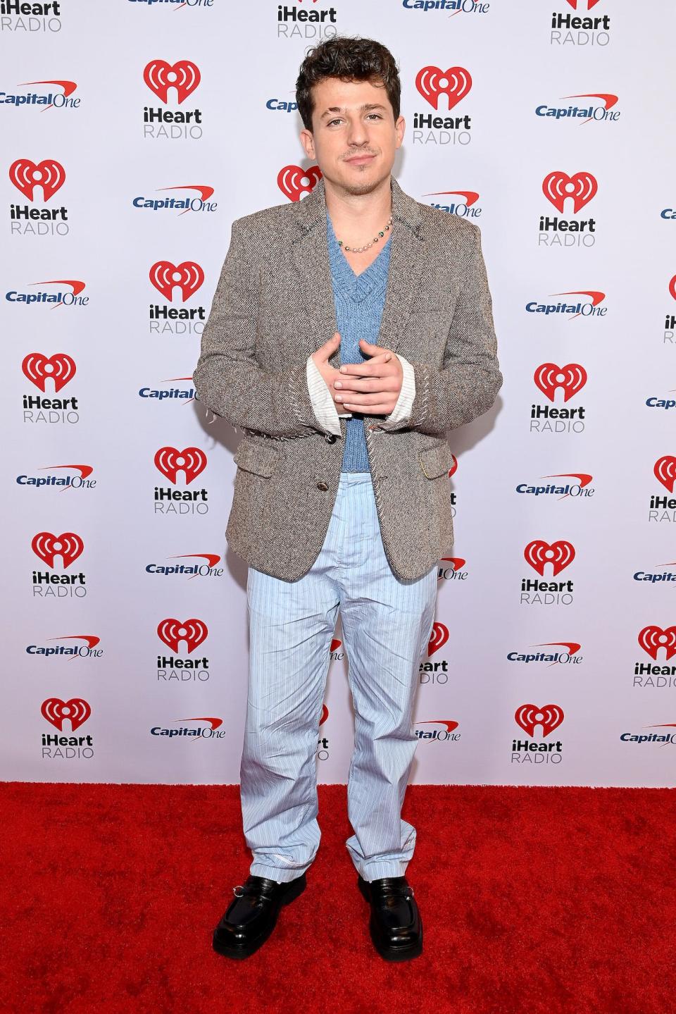 Charlie Puth at Z100's iHeartRadio Jingle Ball in New York City on December 9, 2022.