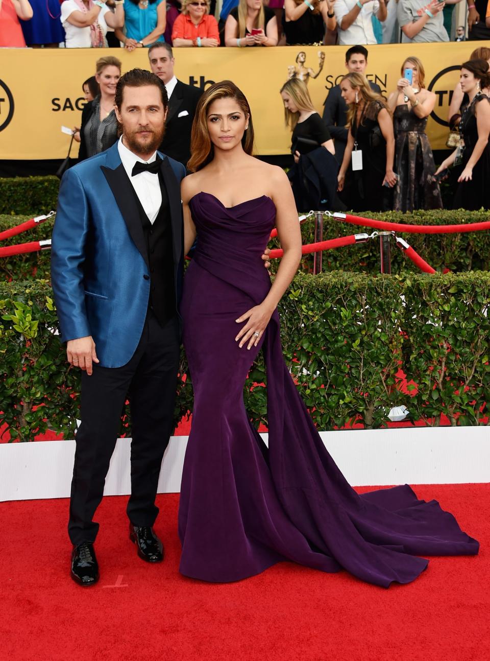 <p>Matthew’s certainly no wallflower, regularly opting for bright jackets while wife Camila always shows off her curves in dramatic gowns. <i>[Photo: Getty]</i> </p>