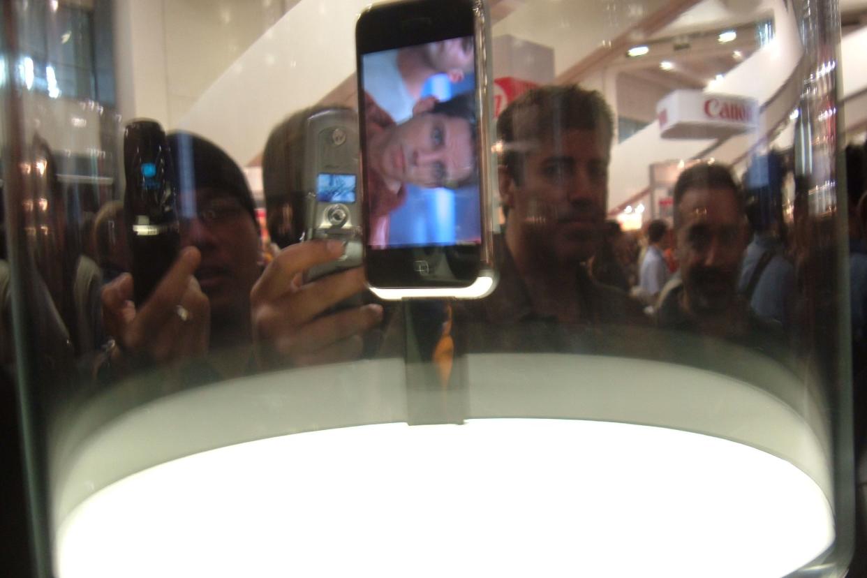 First iPhone on display under glass at the January 2007 Macworld show