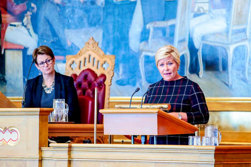 Norway's Minister of Finance Jensen presents next year's national budget in Oslo